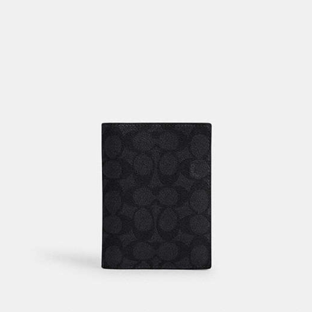 COACH black Passport Card Case In Signature Canvas